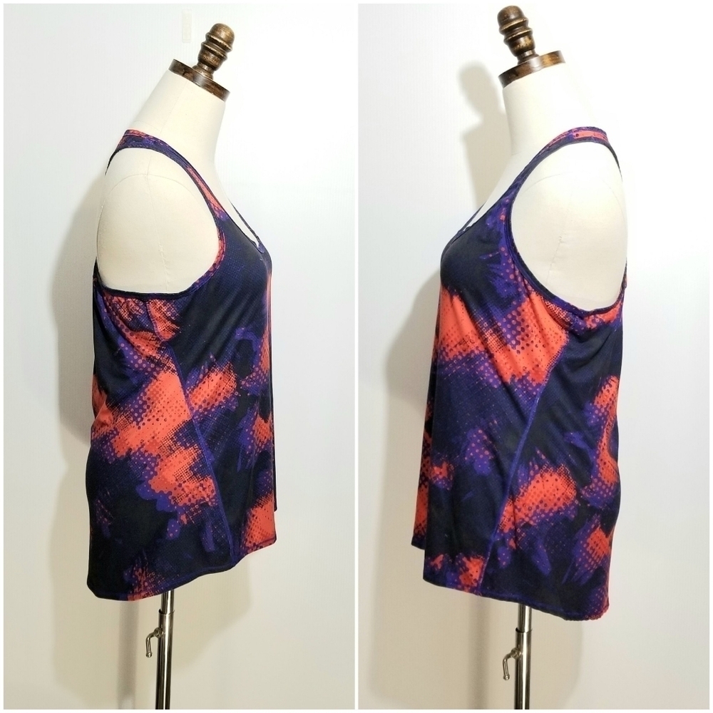 Athleta Women's Racerback Active Workout Orange Purple Black Tank Top,  Medium - Picture 2 of 7